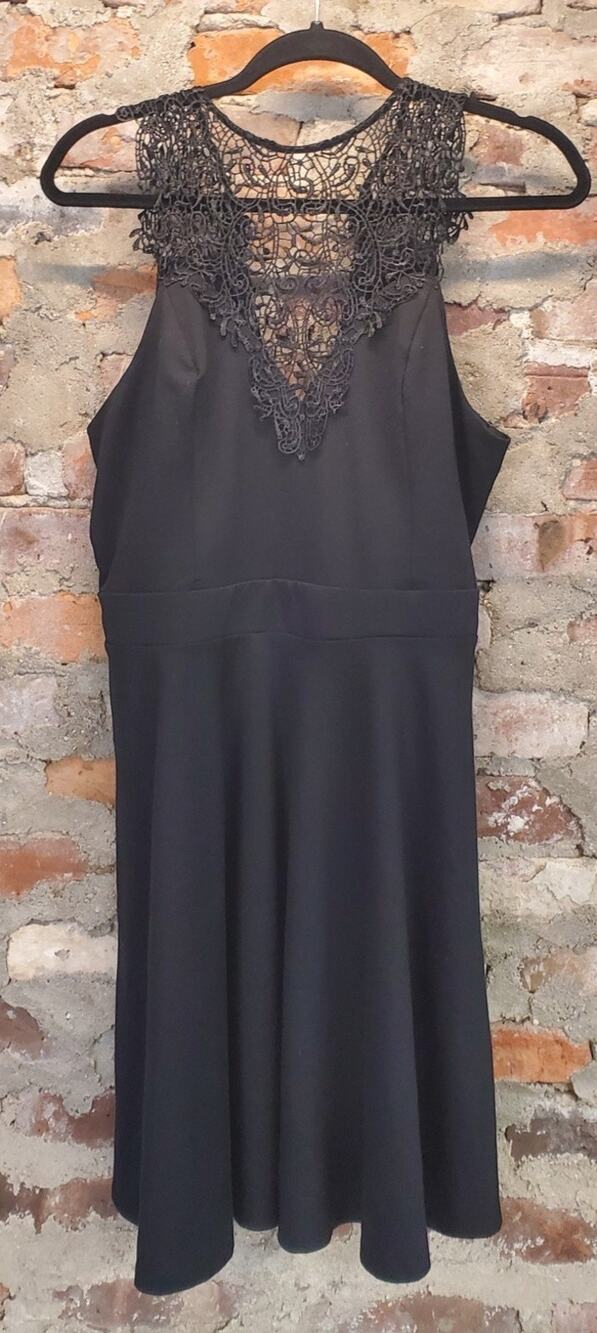 MATERIAL GIRL Womens Dress XXL Black Lace Halter Neck Sleeveless A Line Zipper
